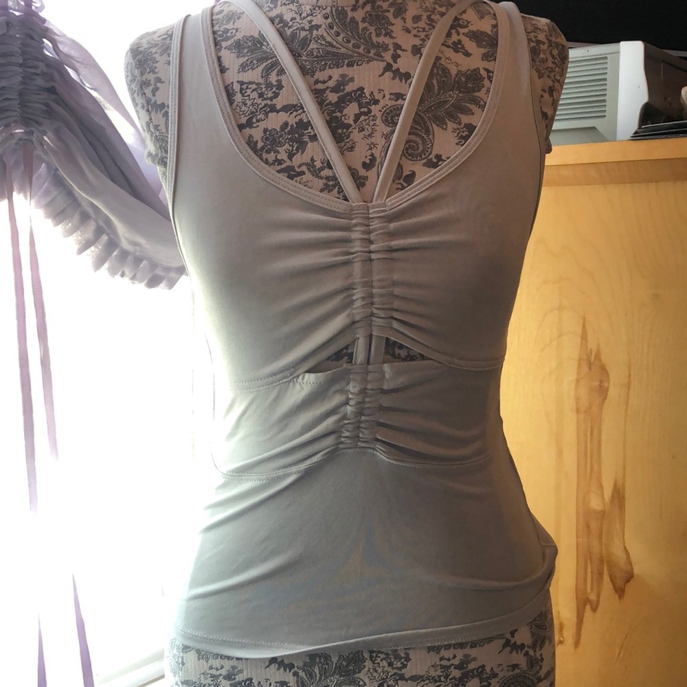 Free People beige tank top with ruched front